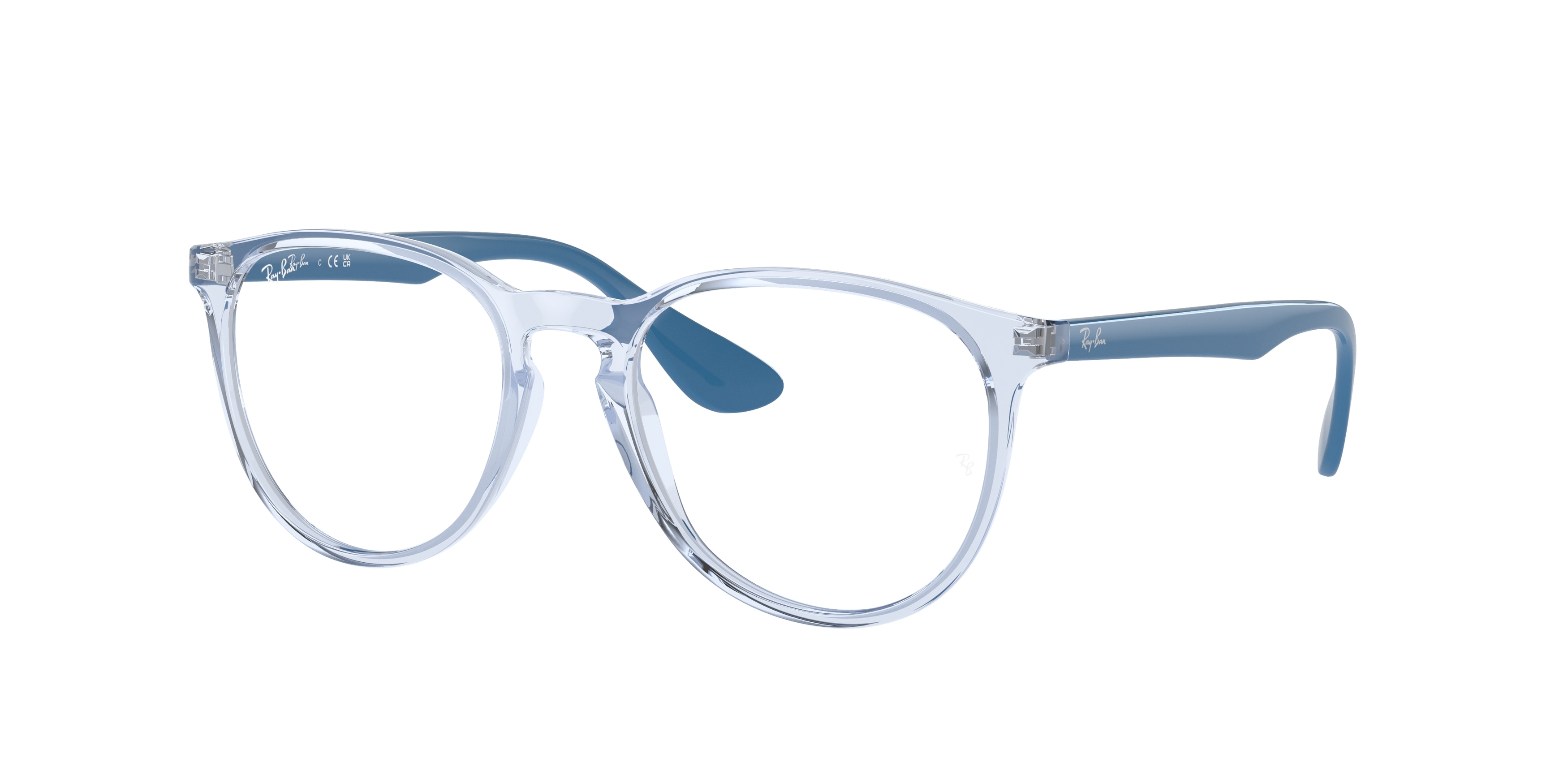 Ray - Ban Damen RX7046 Erika 8341 Optische Fassungen Injiziert Blau Transparent Rund Normal-image